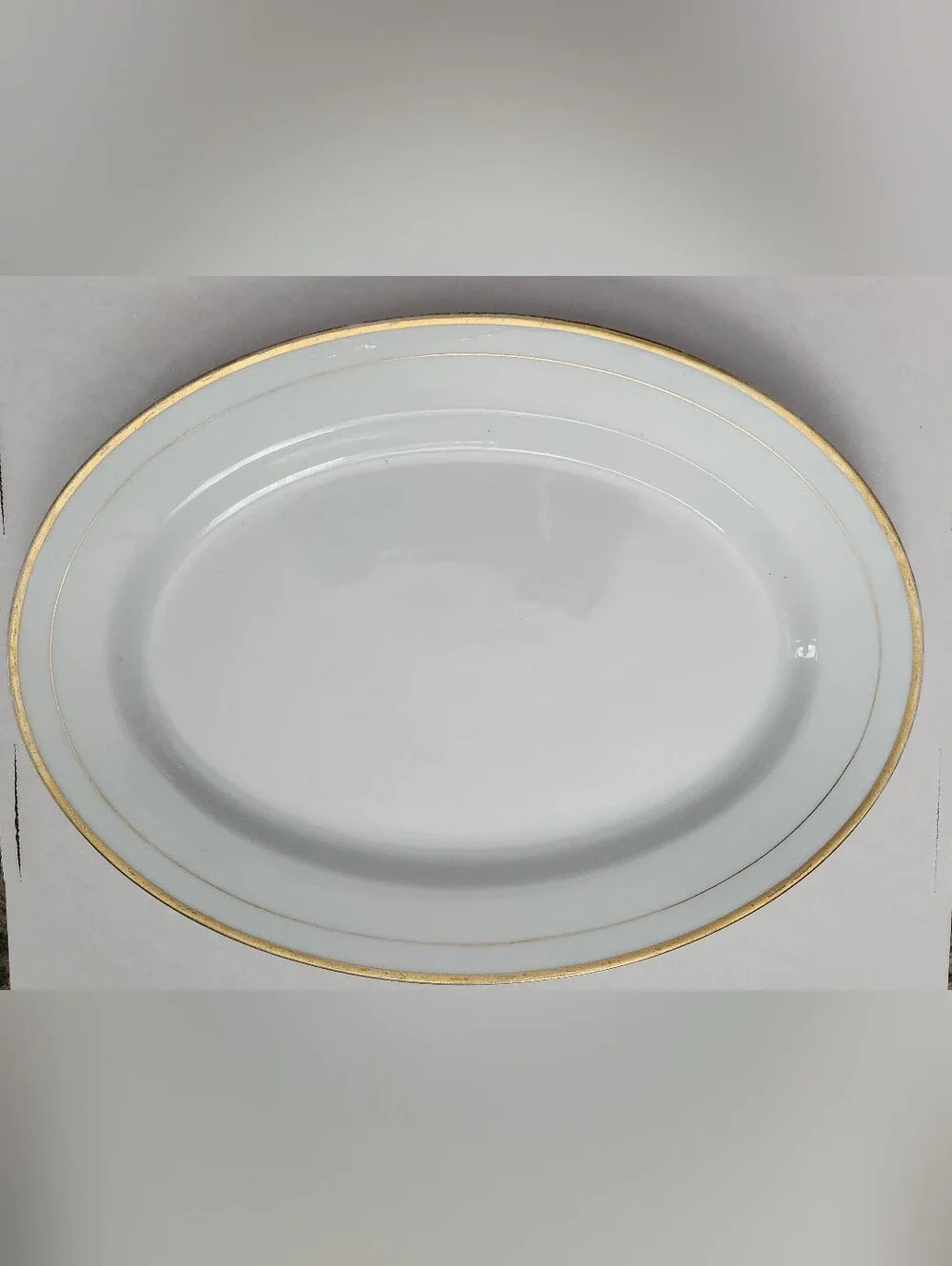 VTG Noritake Oval Serving Platter White Gold Trim Morimura Brothers Japan